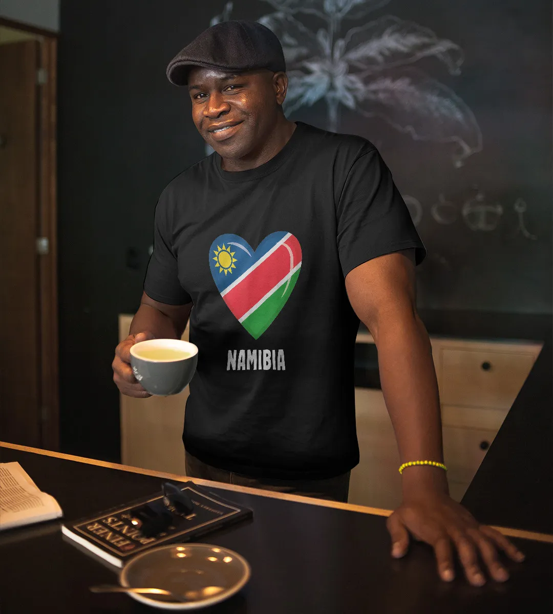 1sttheworld T-Shirt - Heart Namibia Flag T-Shirt Black A35