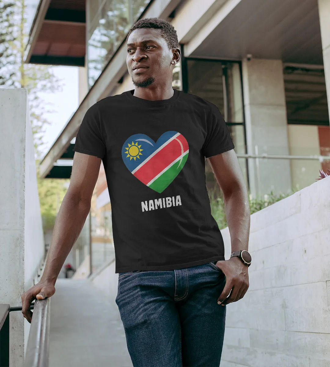 1sttheworld T-Shirt - Heart Namibia Flag T-Shirt Black A35