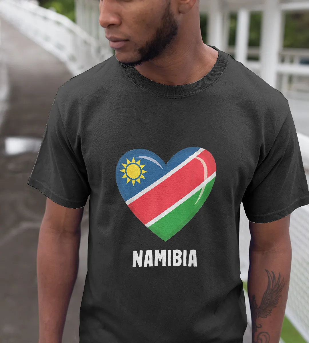 1sttheworld T-Shirt - Heart Namibia Flag T-Shirt Black A35