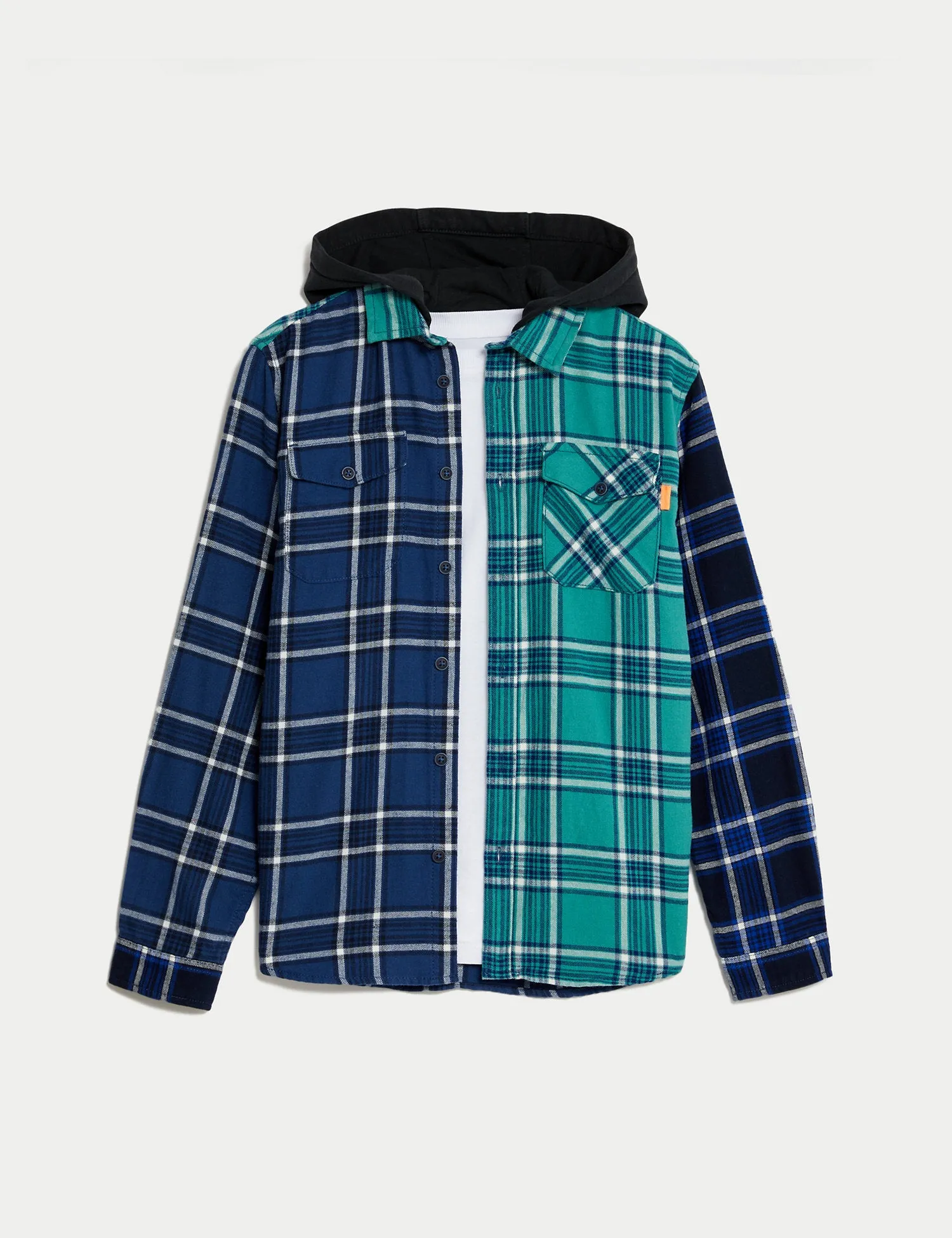 2pc Cotton Rich Hooded Check Shirt