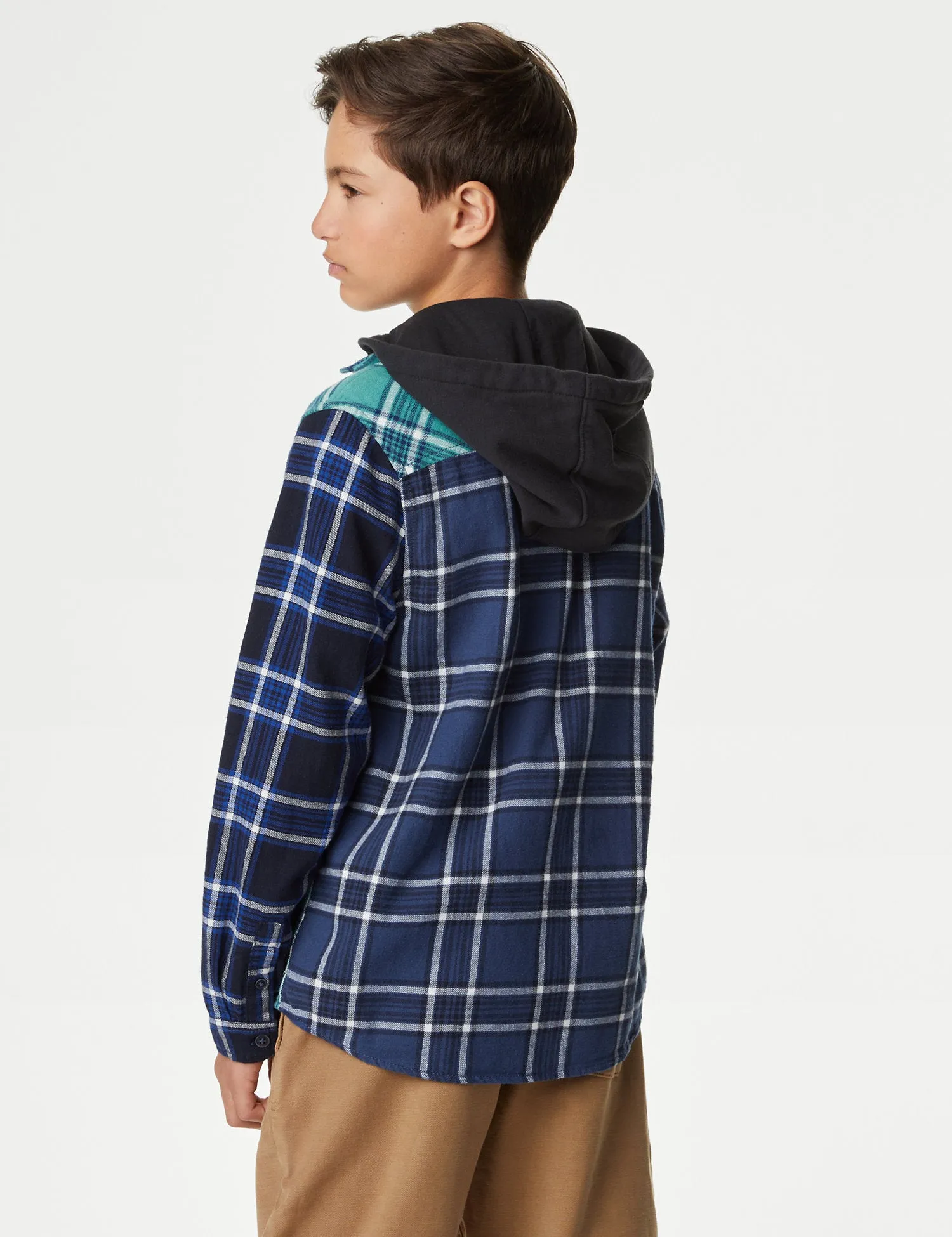 2pc Cotton Rich Hooded Check Shirt