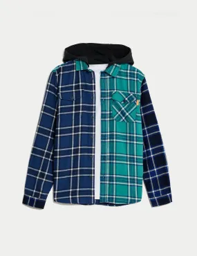 2pc Cotton Rich Hooded Check Shirt