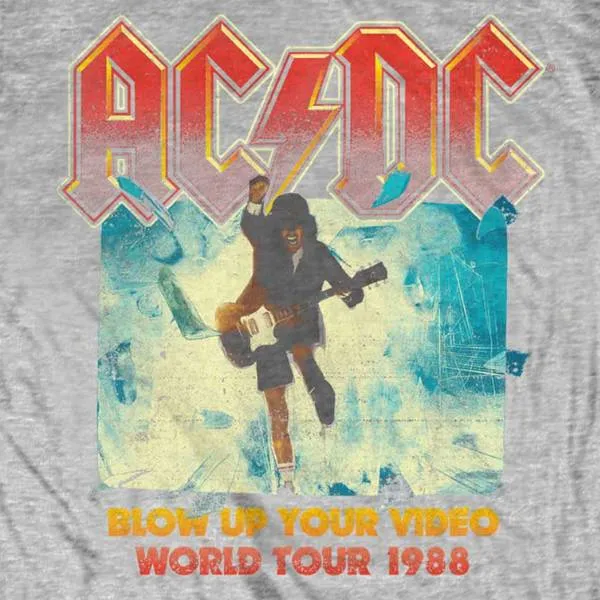 AC/DC Kids T-Shirt - Blow Up Your Video World Tour 1988 - Grey T-Shirt