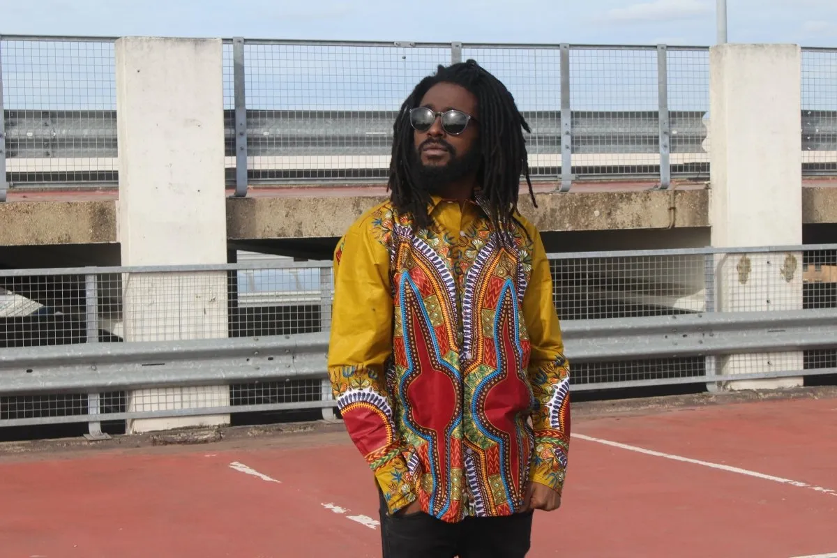 African Print Shirt in Brown Dashiki - Festival Shirt