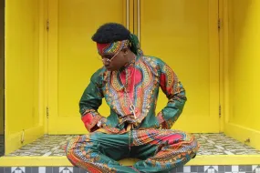 African Print Shirt in Green Dashiki - African Clothing