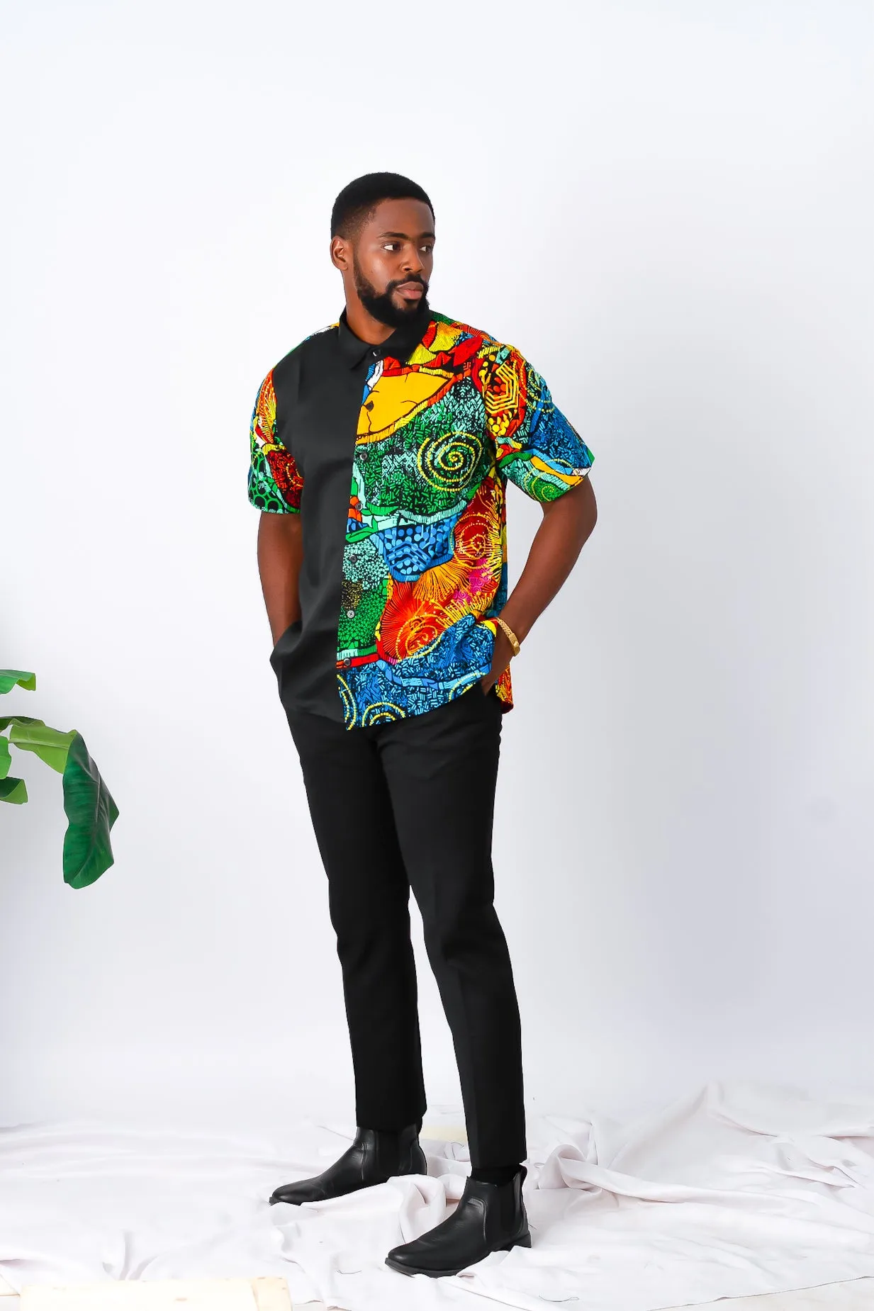 African Print Short Sleeve Shirt for Men - Arri