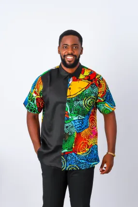 African Print Short Sleeve Shirt for Men - Arri