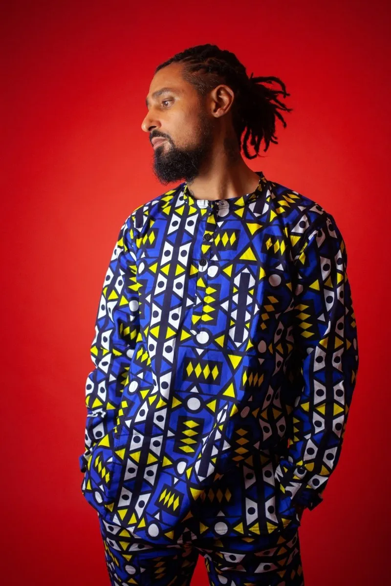 African Shirt in Blue Sumakaka