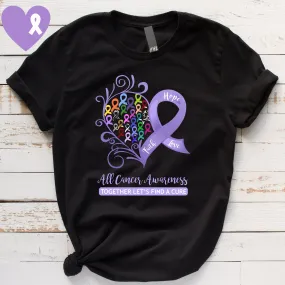 All Cancer Awareness Heart Black Heather T-Shirt