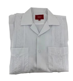 All White Collared Guayabera Shirt