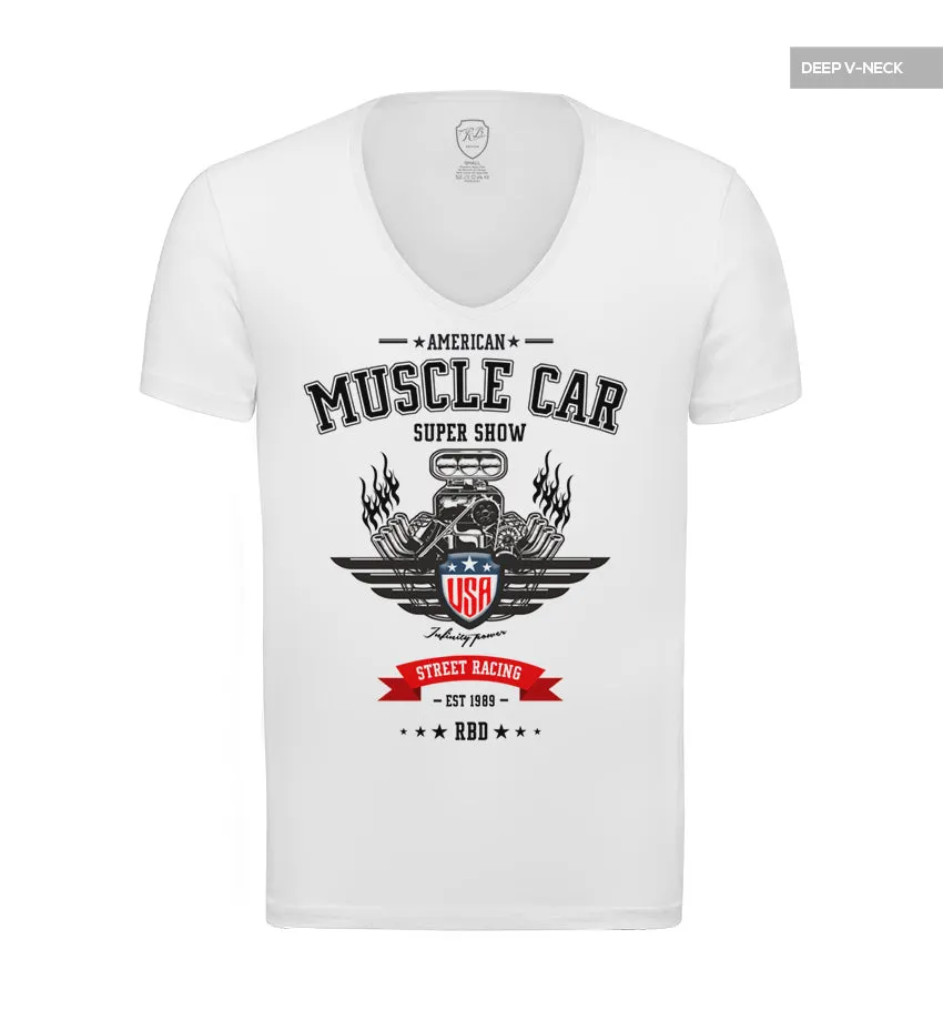 American Muscle Car Stylish Mens White T-shirt MD882