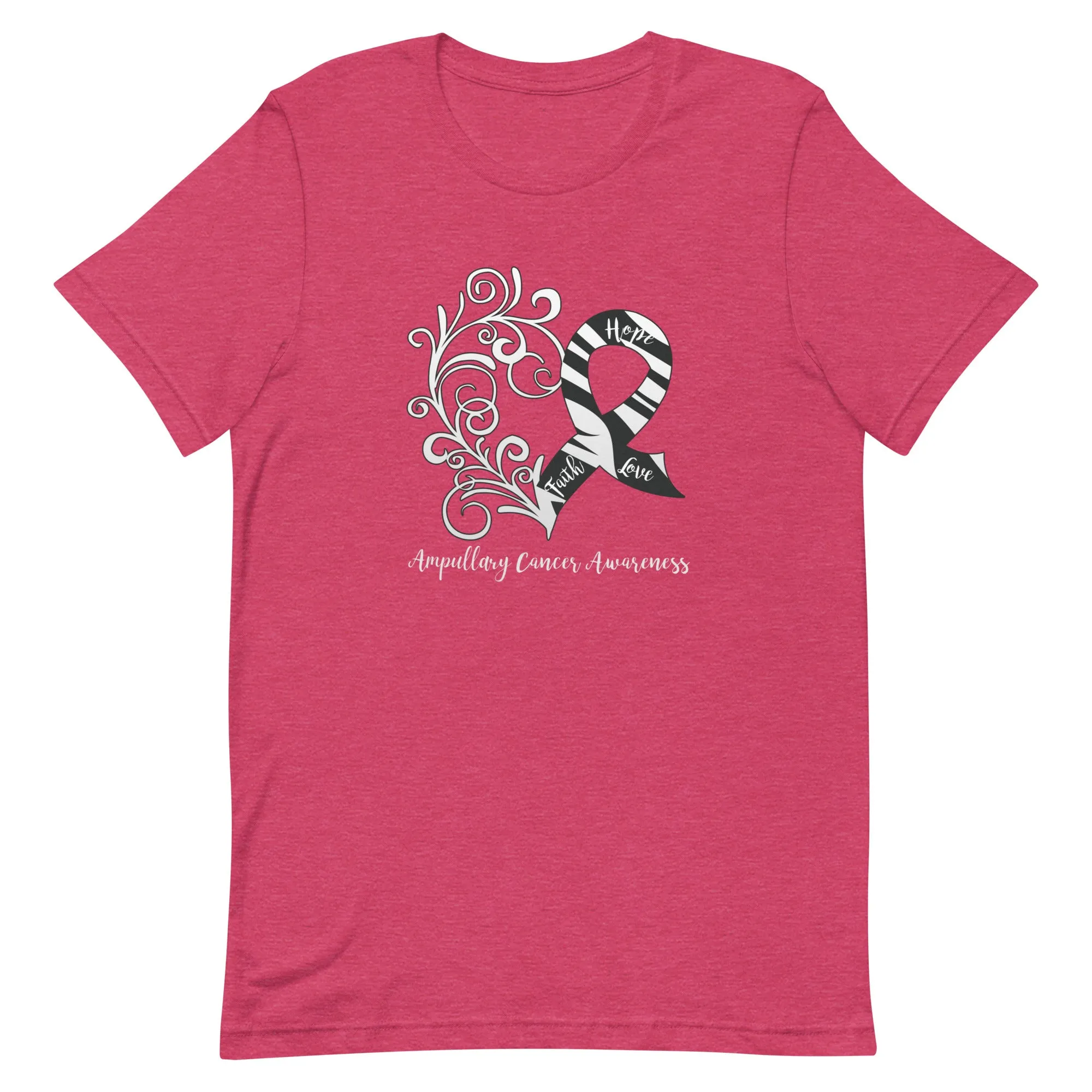 Ampullary Cancer Awareness Heart T-Shirt - Dark Colors