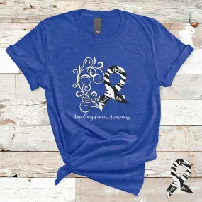 Ampullary Cancer Awareness Heart T-Shirt - Dark Colors