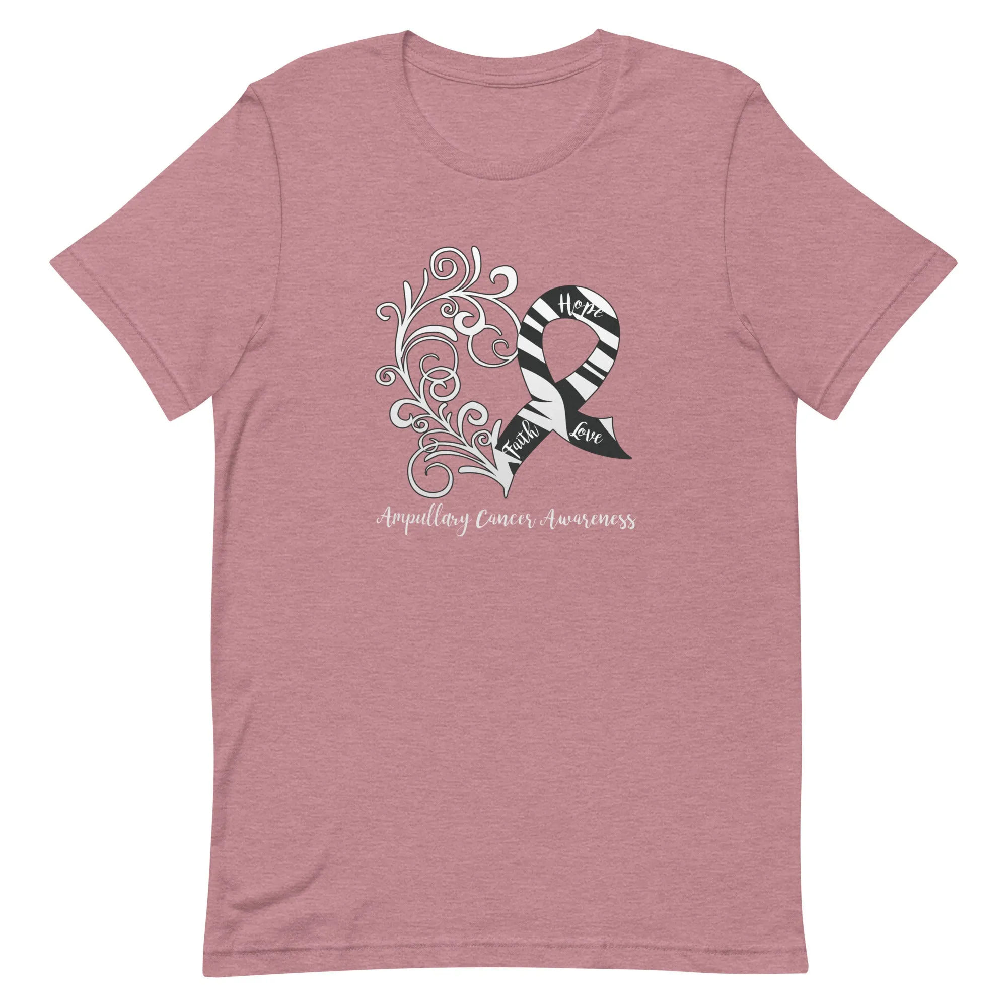 Ampullary Cancer Awareness Heart T-Shirt - Dark Colors