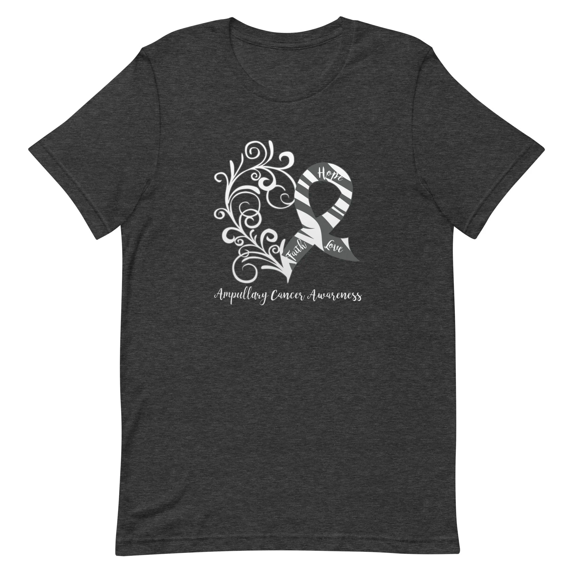 Ampullary Cancer Awareness Heart T-Shirt - Dark Colors