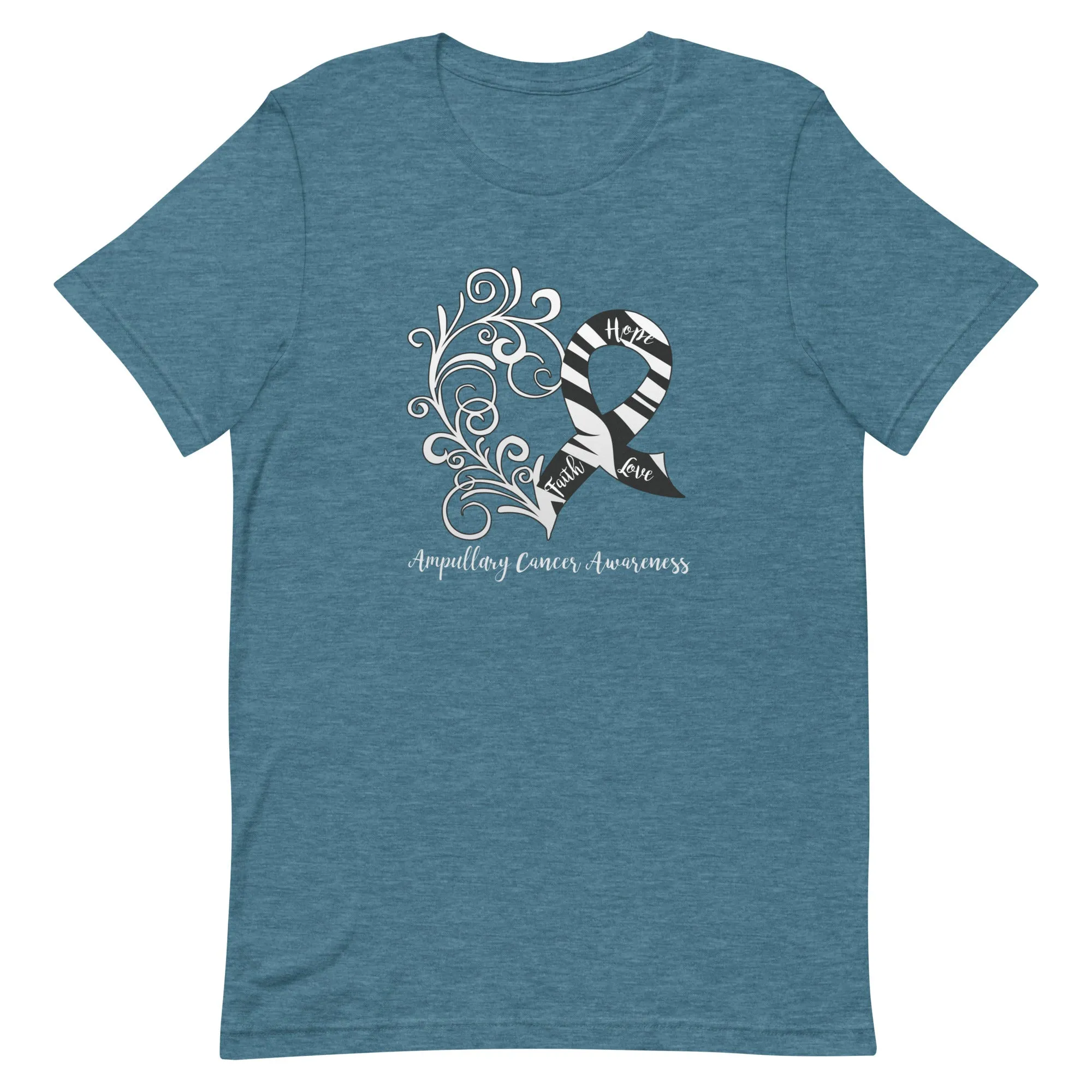 Ampullary Cancer Awareness Heart T-Shirt - Dark Colors