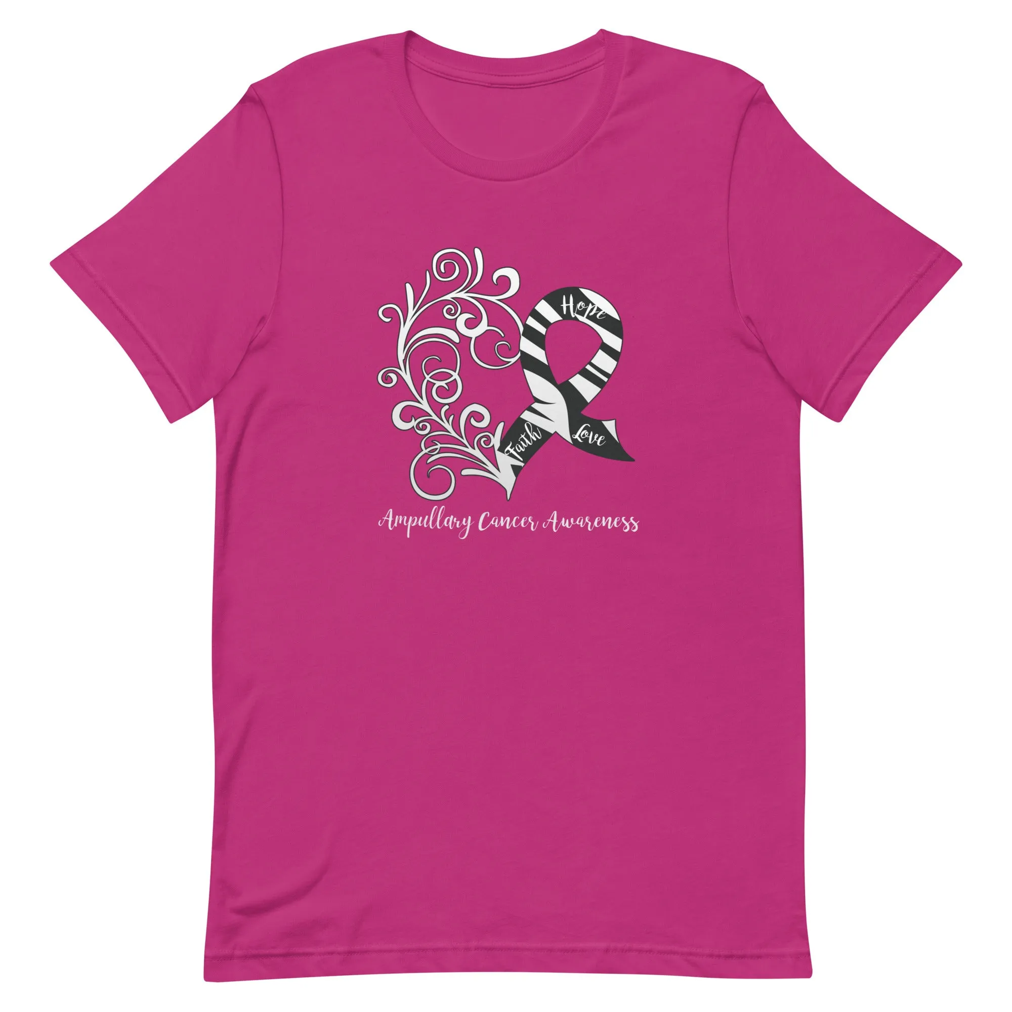 Ampullary Cancer Awareness Heart T-Shirt - Dark Colors