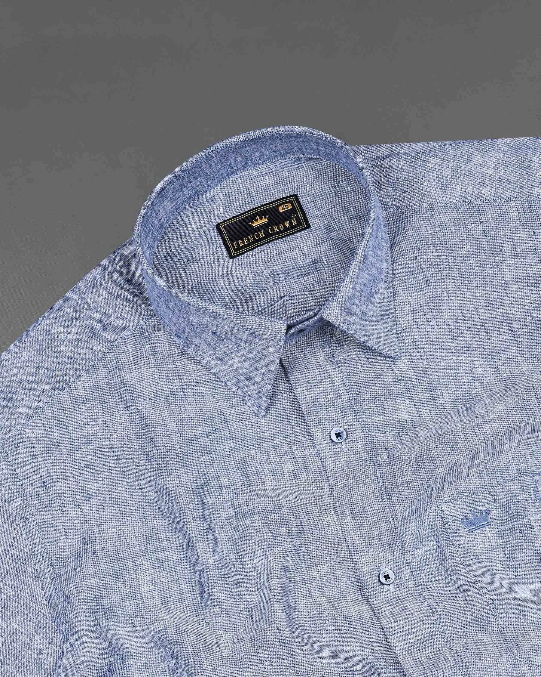 Bali Hai Blue Luxurious Linen Shirt