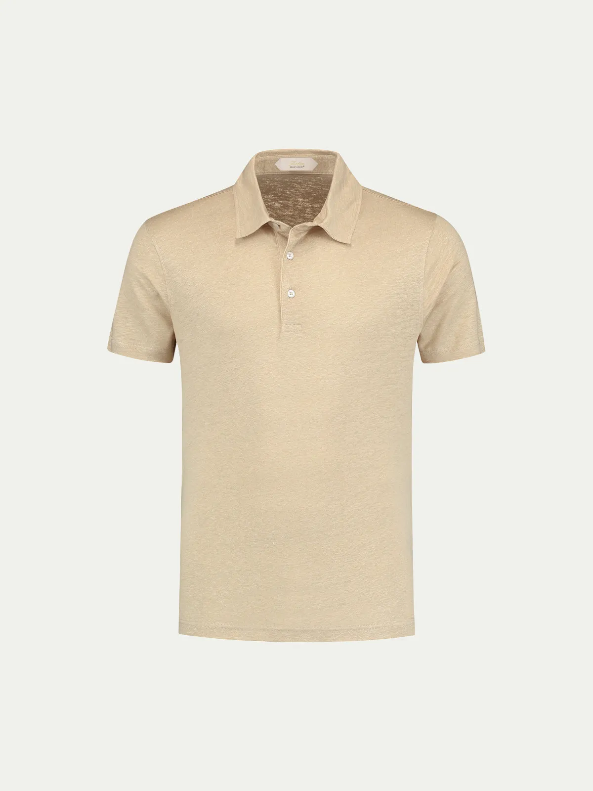 Beige Linen Polo Shirt