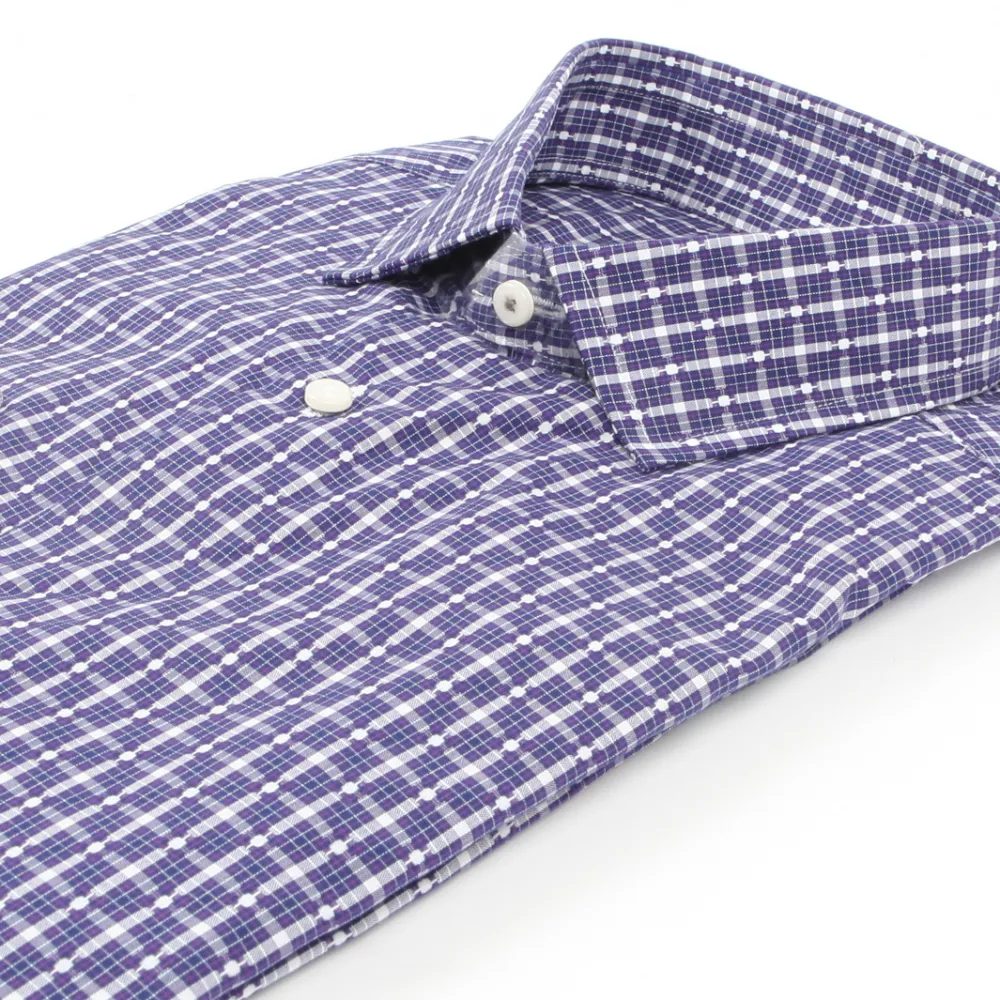 BEN SHERMAN - Dobby Check Modern Slim Fit Shirt - NAVY PLUM