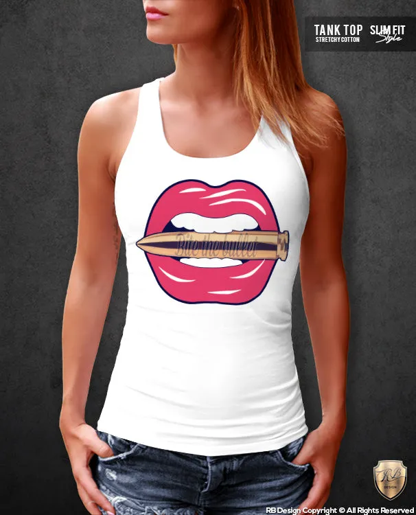 Bite The Bullet Women's Lips T-shirt Ladies Tank Top WD109 Pink