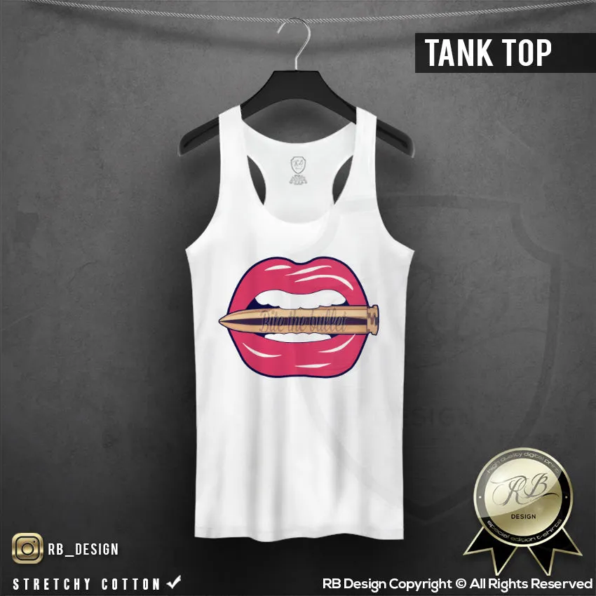 Bite The Bullet Women's Lips T-shirt Ladies Tank Top WD109 Pink