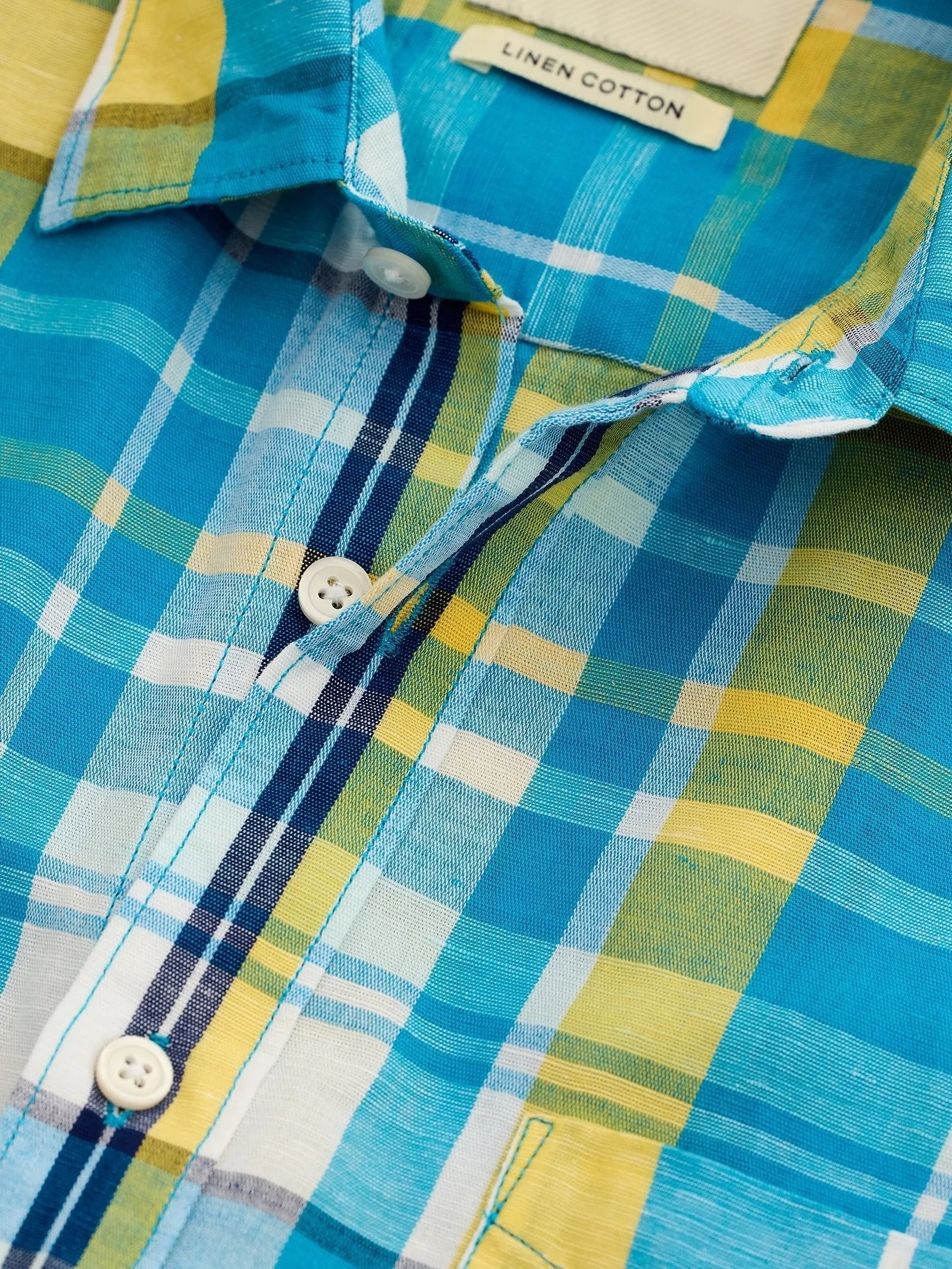 Blue Checked Linen Shirt