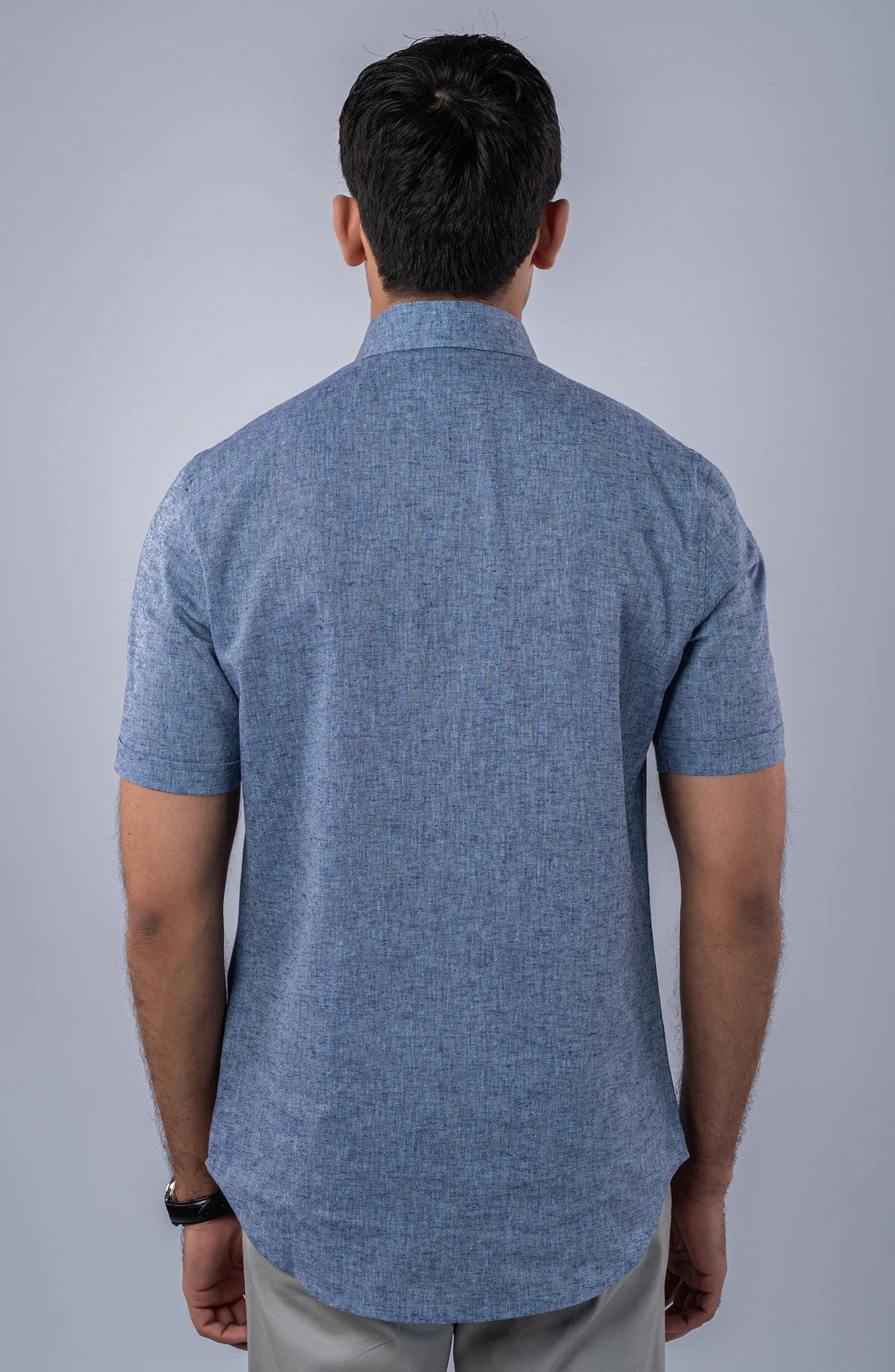 Blue Cotton Linen Shirt