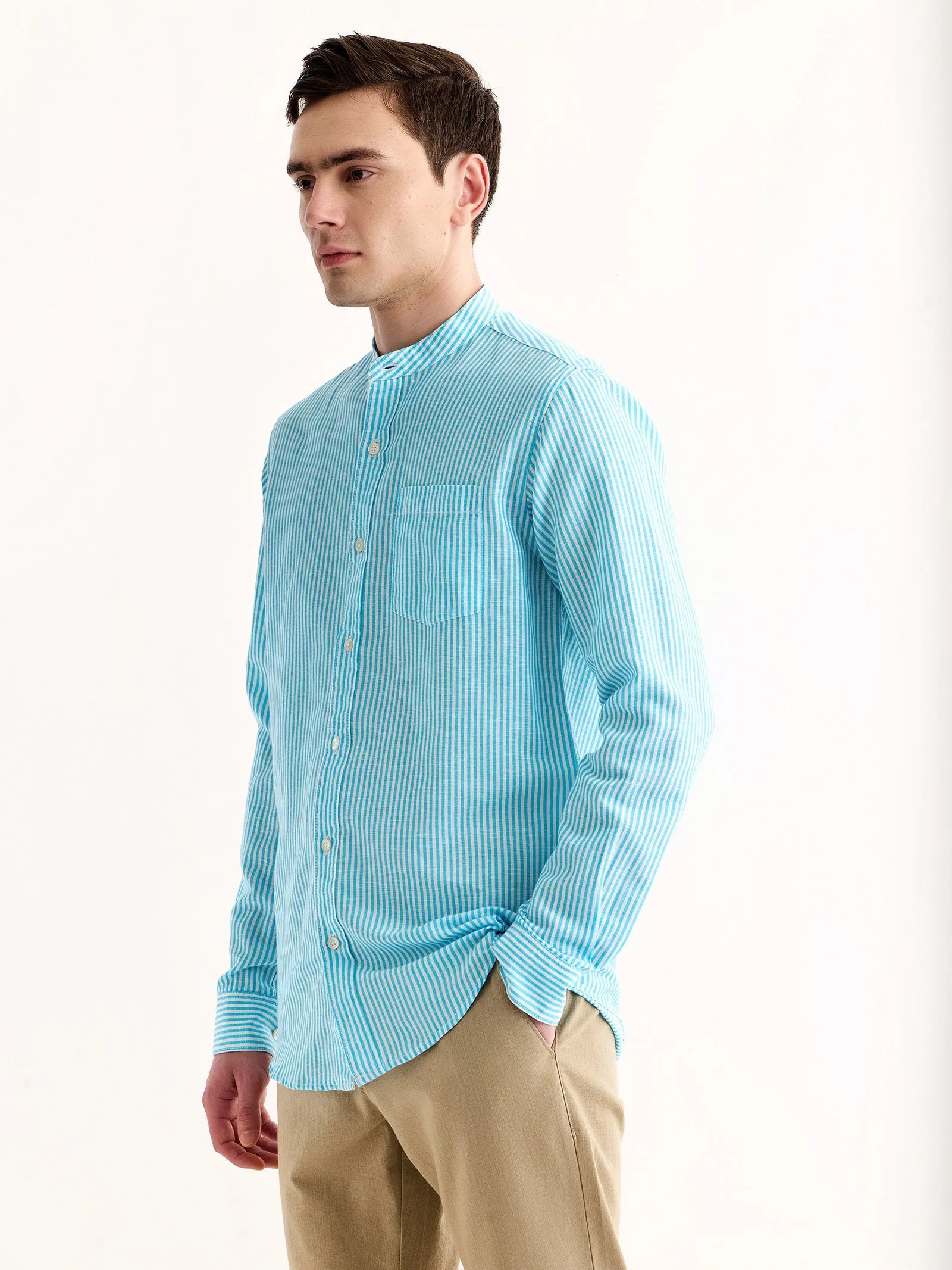 Blue Striped Linen Shirt