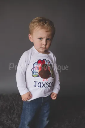 Boys Thanksgiving Turkey bodysuit or Shirt - Turkey shirt for babies, toddler, and children.