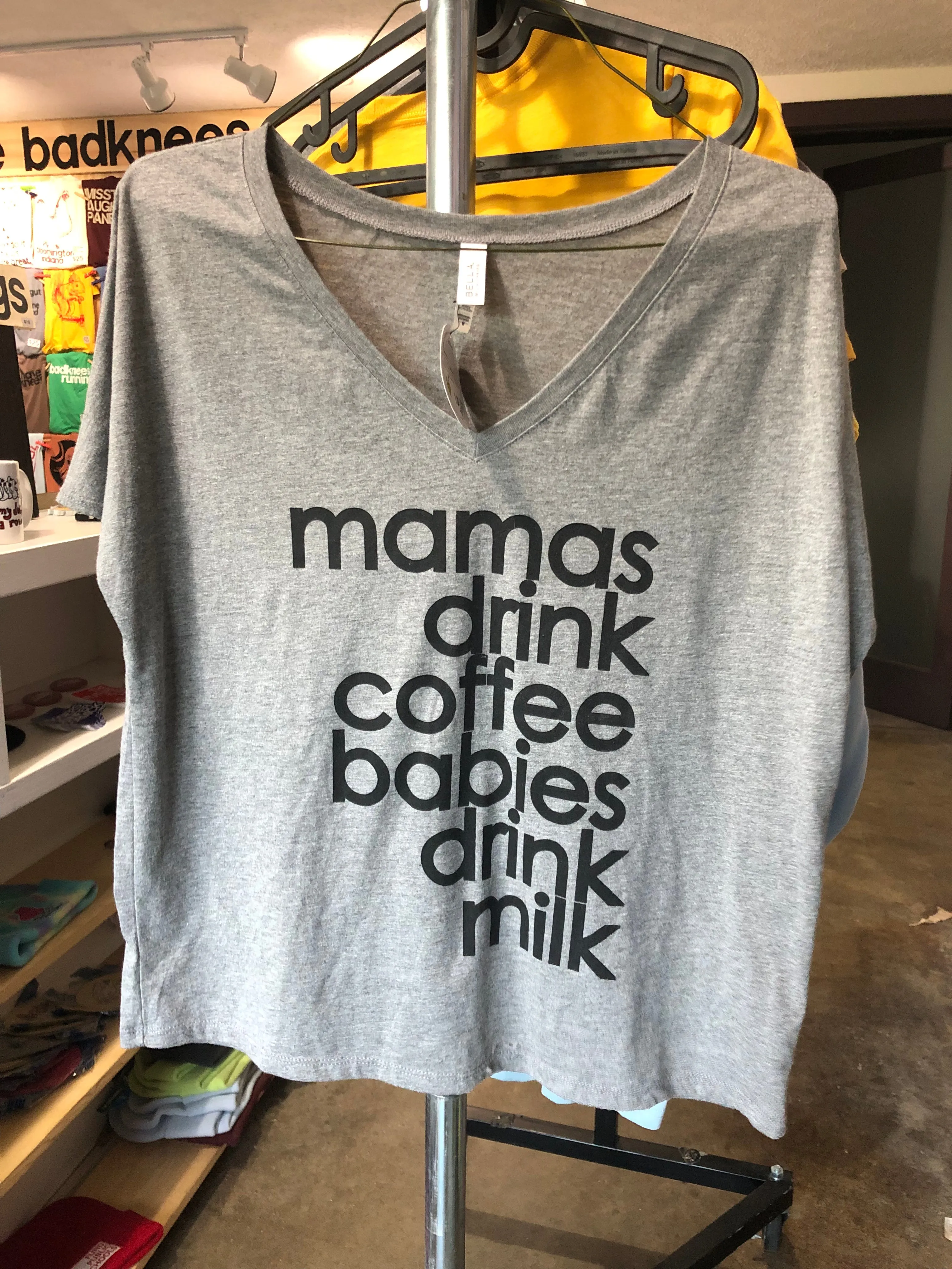 BPR - Medium women’s cut v-neck T-shirt  Mama Coffee Grey