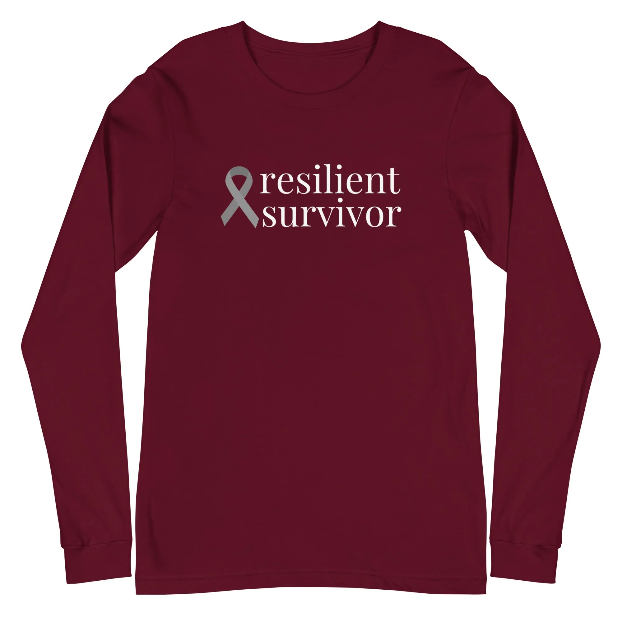 Brain Cancer "resilient survivor" Long Sleeve Tee (Several Colors Available)