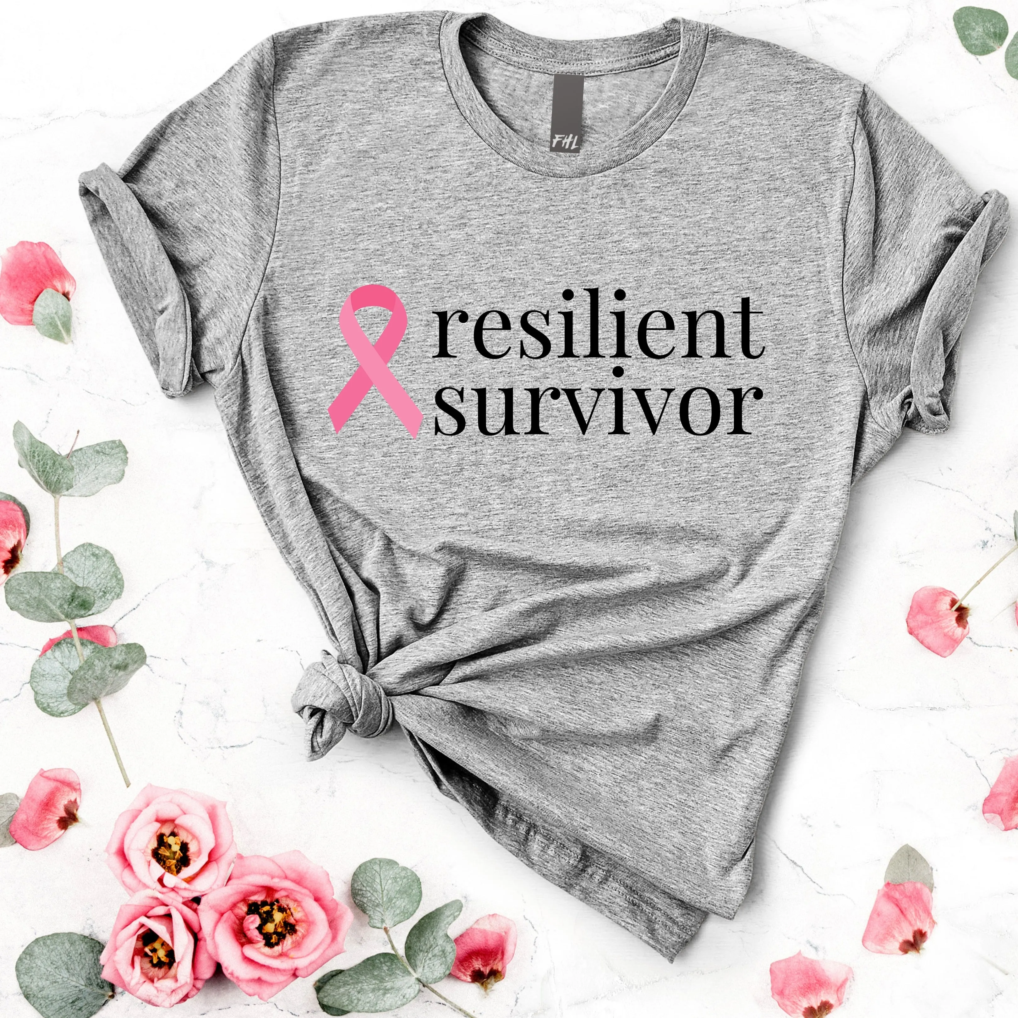 Breast Cancer resilient survivor Ribbon T-Shirt - Light Colors