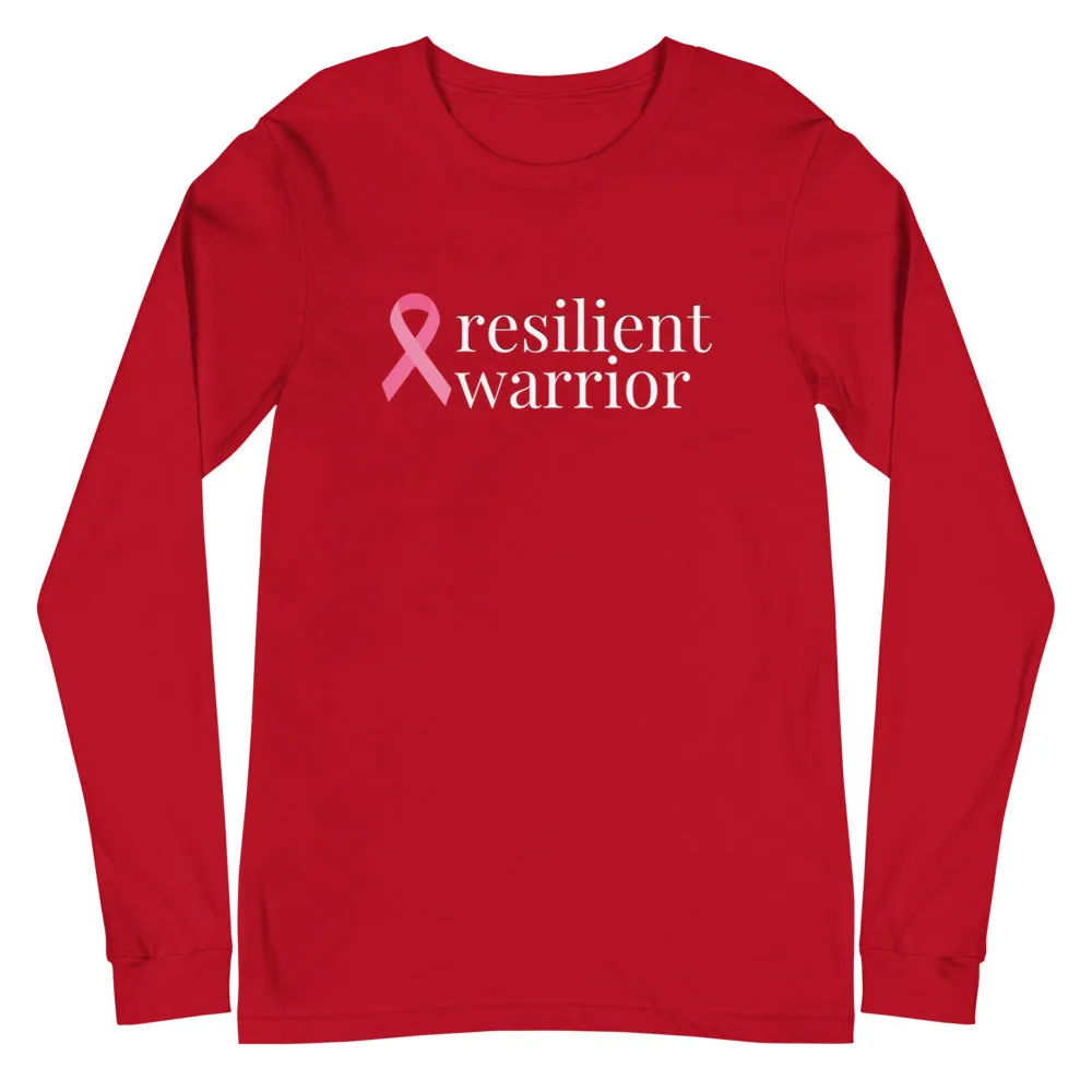 Breast Cancer resilient warrior Ribbon Long Sleeve Tee - Several Colors Available