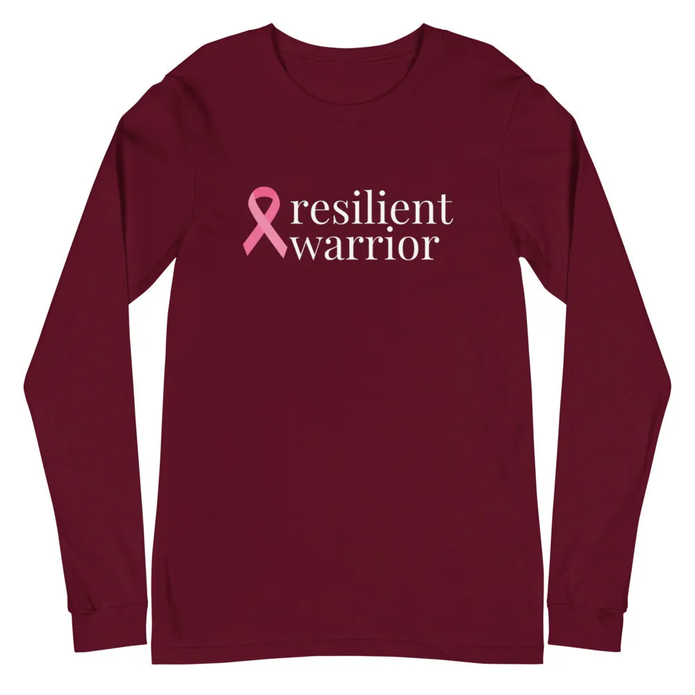 Breast Cancer resilient warrior Ribbon Long Sleeve Tee - Several Colors Available