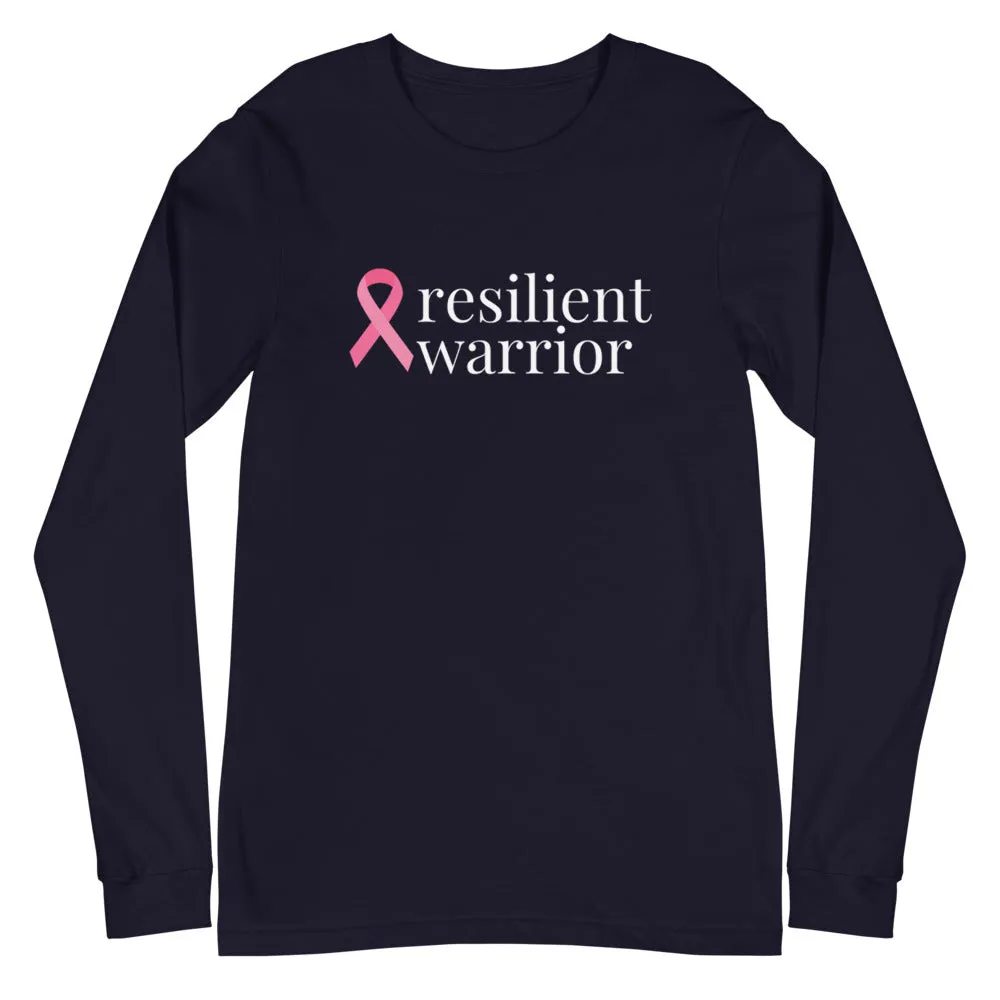 Breast Cancer resilient warrior Ribbon Long Sleeve Tee - Several Colors Available