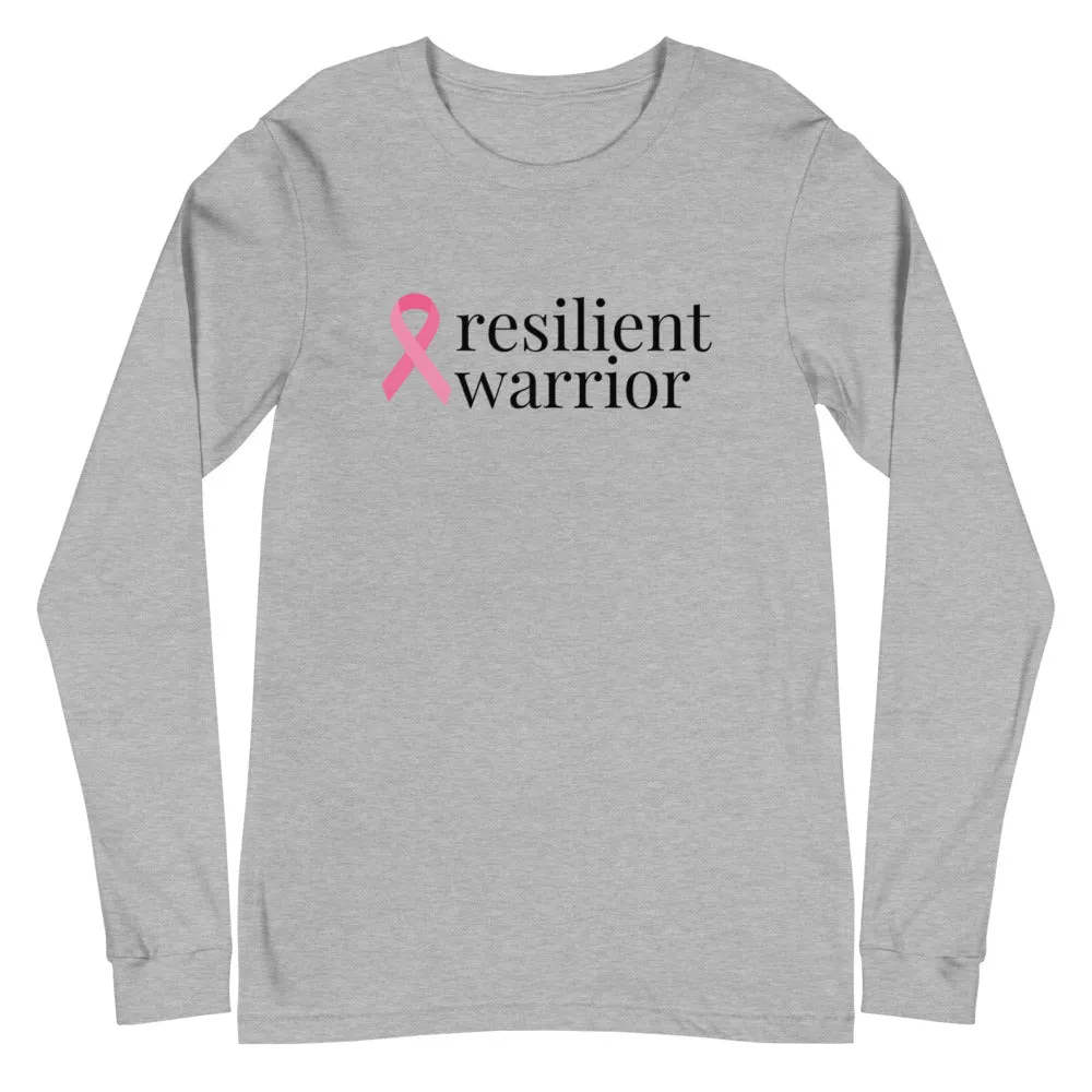 Breast Cancer resilient warrior Ribbon Long Sleeve Tee - Several Colors Available