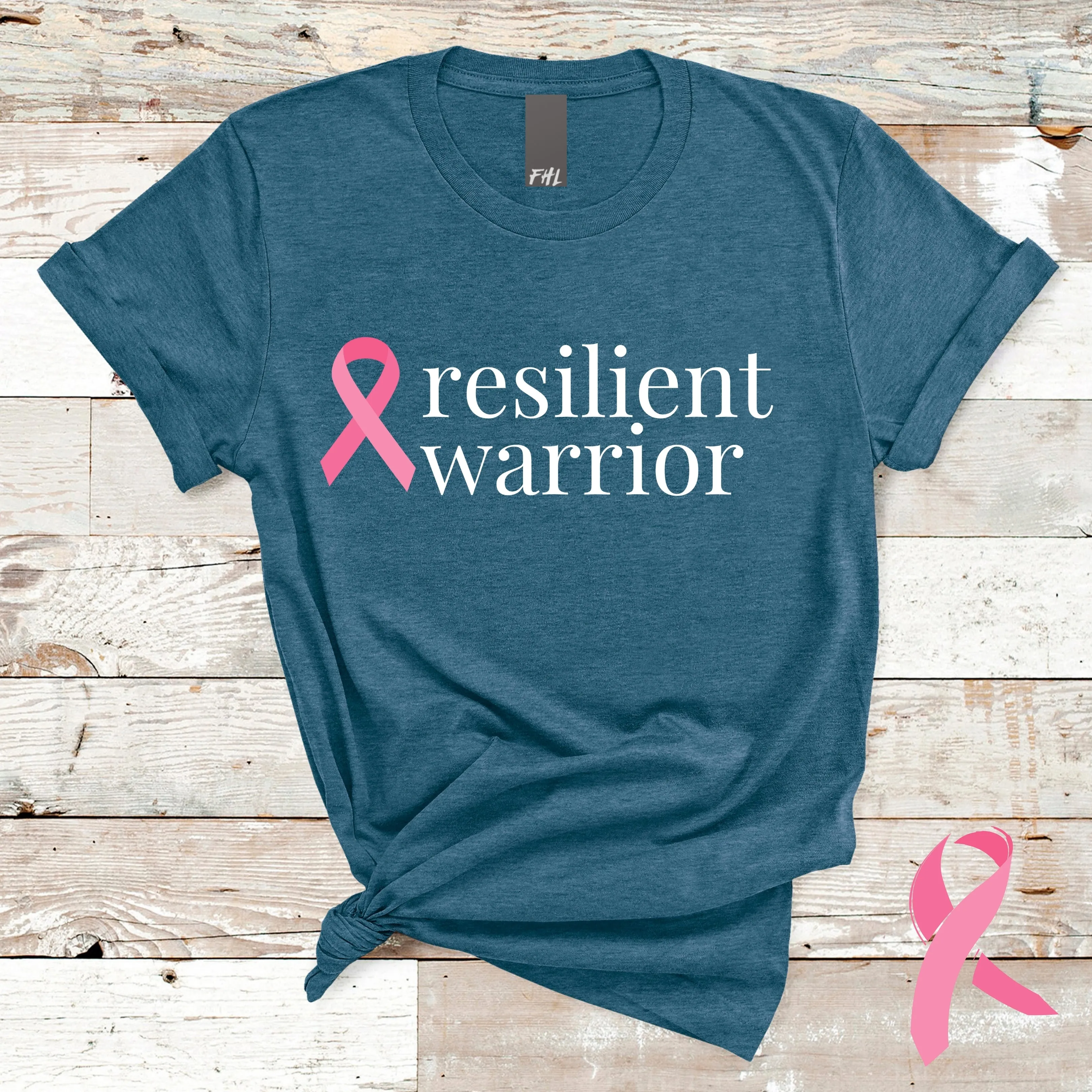 Breast Cancer resilient warrior Ribbon T-Shirt - Dark Colors