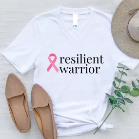 Breast Cancer resilient warrior Ribbon V-Neck T-Shirt