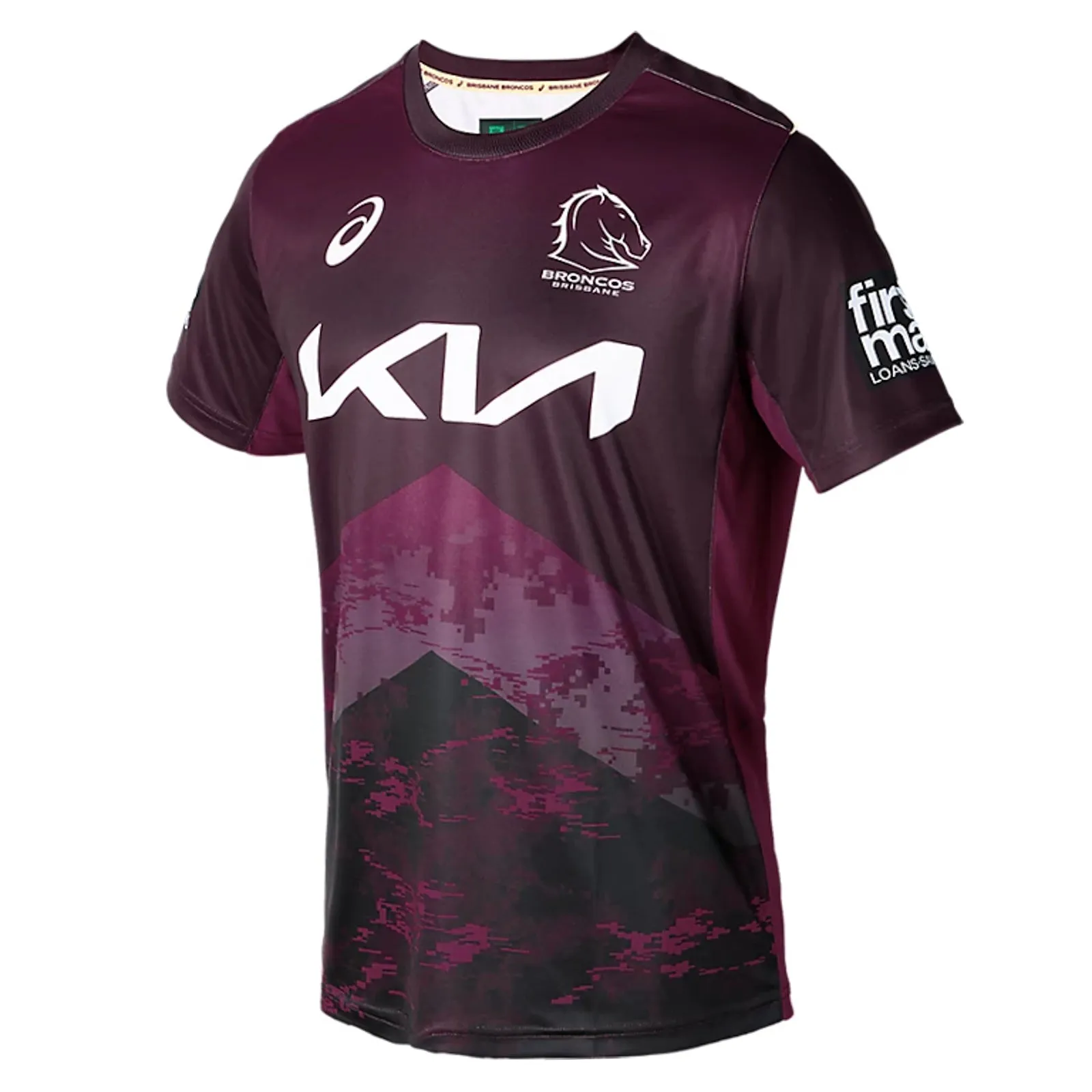 Brisbane Broncos 2024 Men's Training T-Shirt NRL Rugby League by Asics