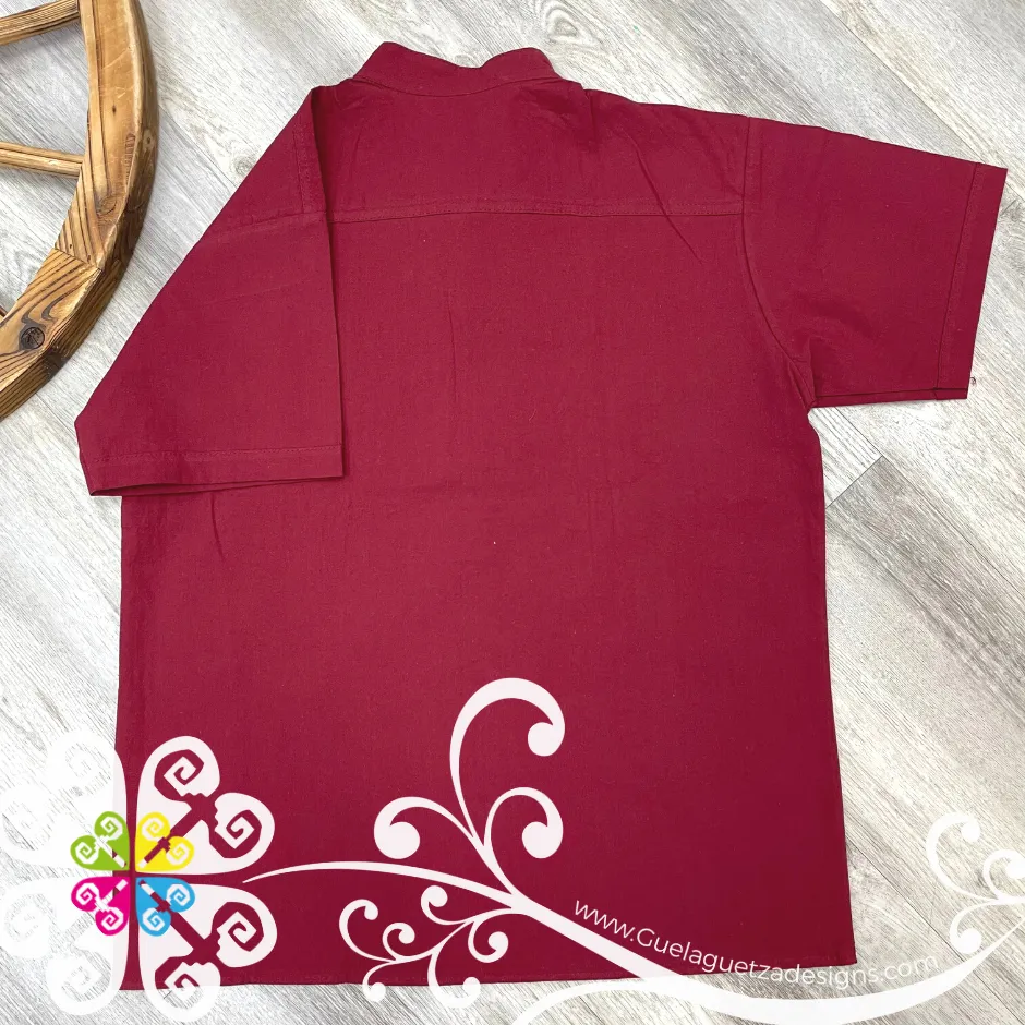 Burgundy Floral Stripe Shirt - Embroider Men Shirt