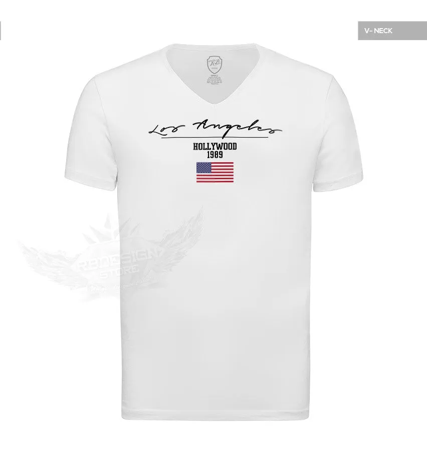 Casual Men's T-shirt Los Angeles US FLag Street Fashion Tee MD917