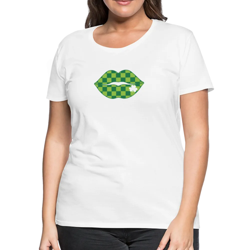 “Checkered Lips- St. Patty’s”-Women’s Premium T-Shirt