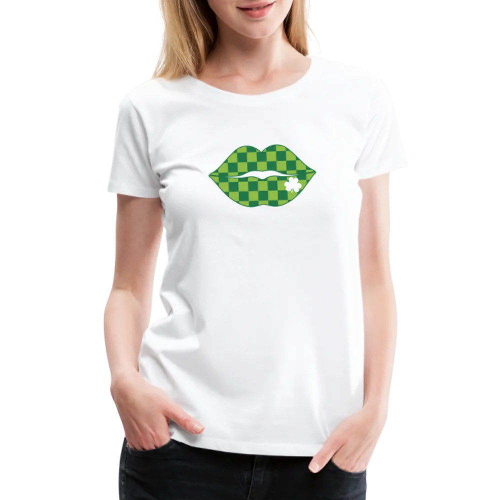 “Checkered Lips- St. Patty’s”-Women’s Premium T-Shirt