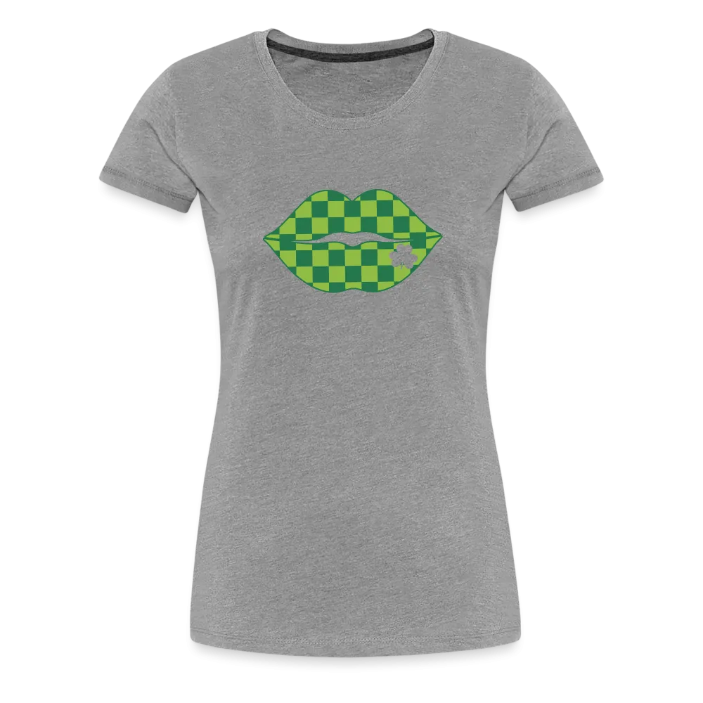 “Checkered Lips- St. Patty’s”-Women’s Premium T-Shirt