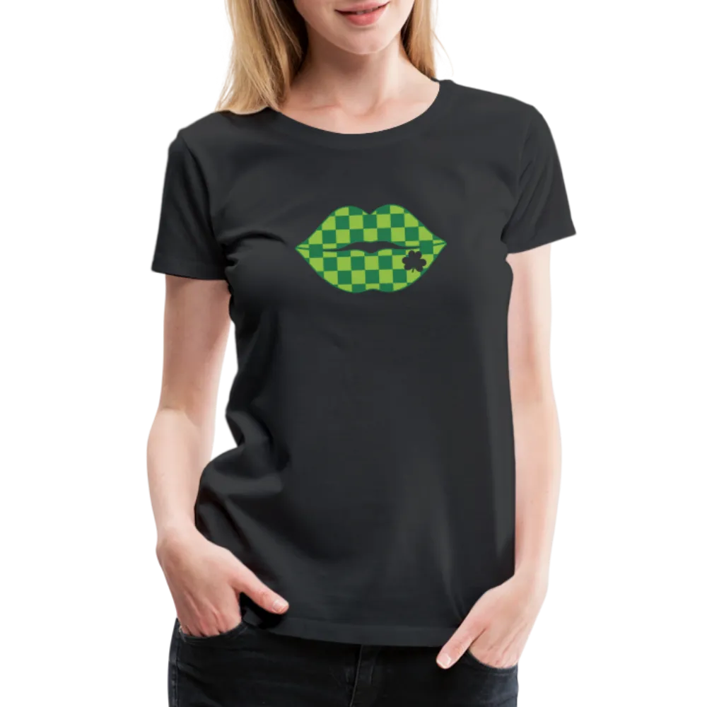 “Checkered Lips- St. Patty’s”-Women’s Premium T-Shirt