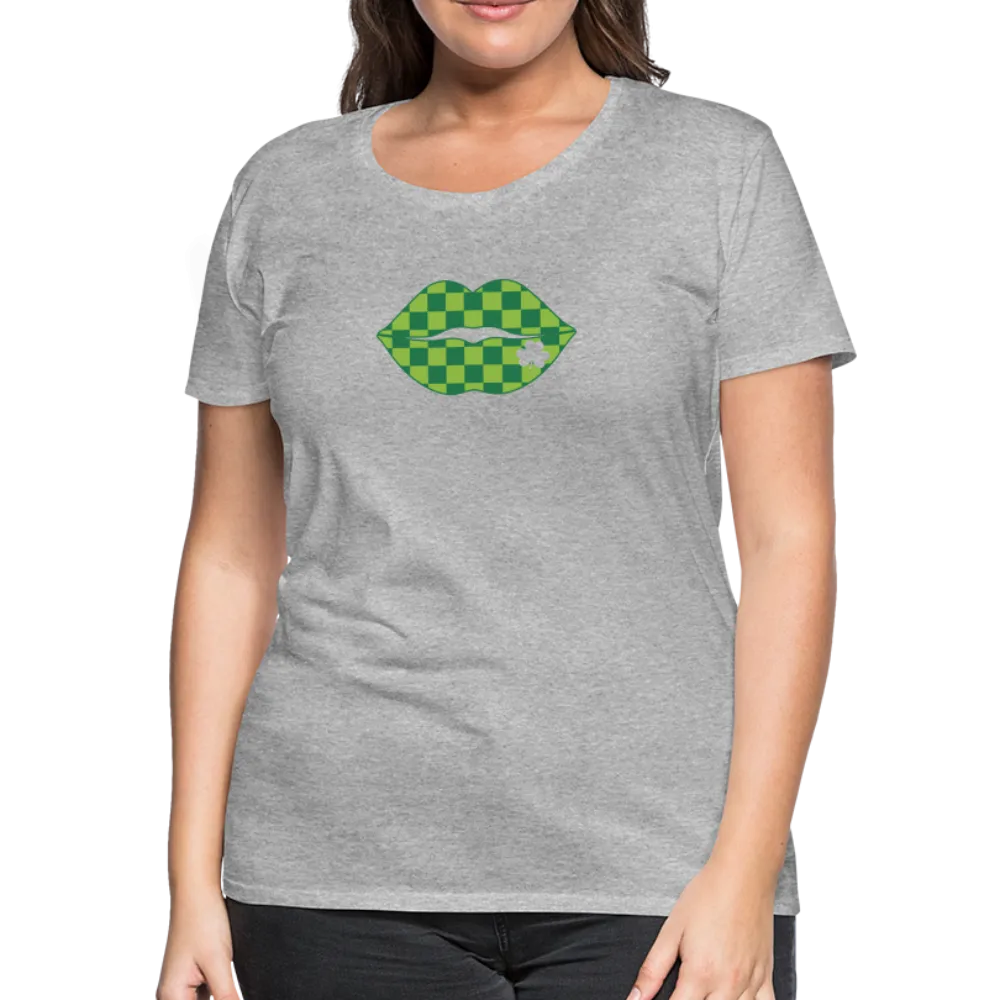 “Checkered Lips- St. Patty’s”-Women’s Premium T-Shirt