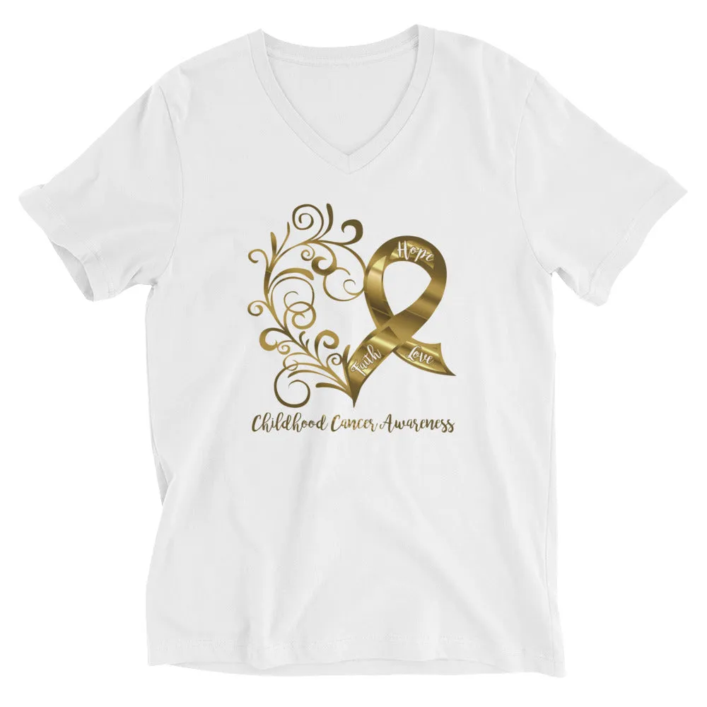 Childhood Cancer Awareness V-Neck Adult T-Shirt