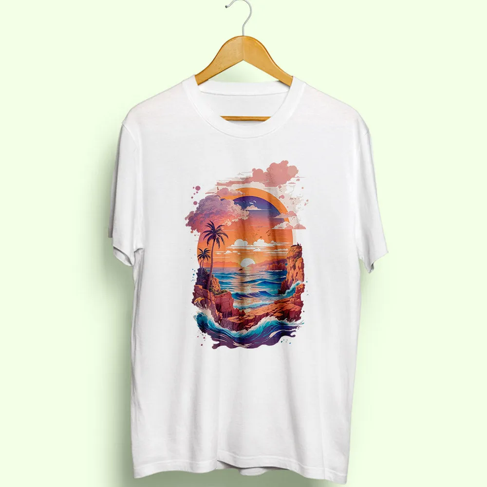 Costal Landscape Half Sleeve T-Shirt