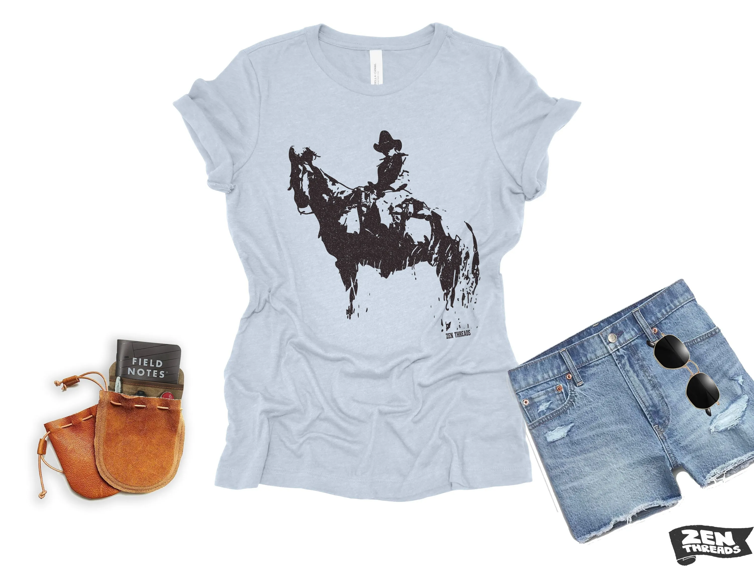 Cowboy and Horse Women's Relaxed T-Shirt | Zen Threads Bella Canvas Tee